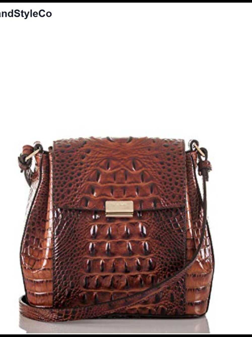 Brahmin Margo Crossbody Bag Gold Hardware Adjustable Strap Flap Closure